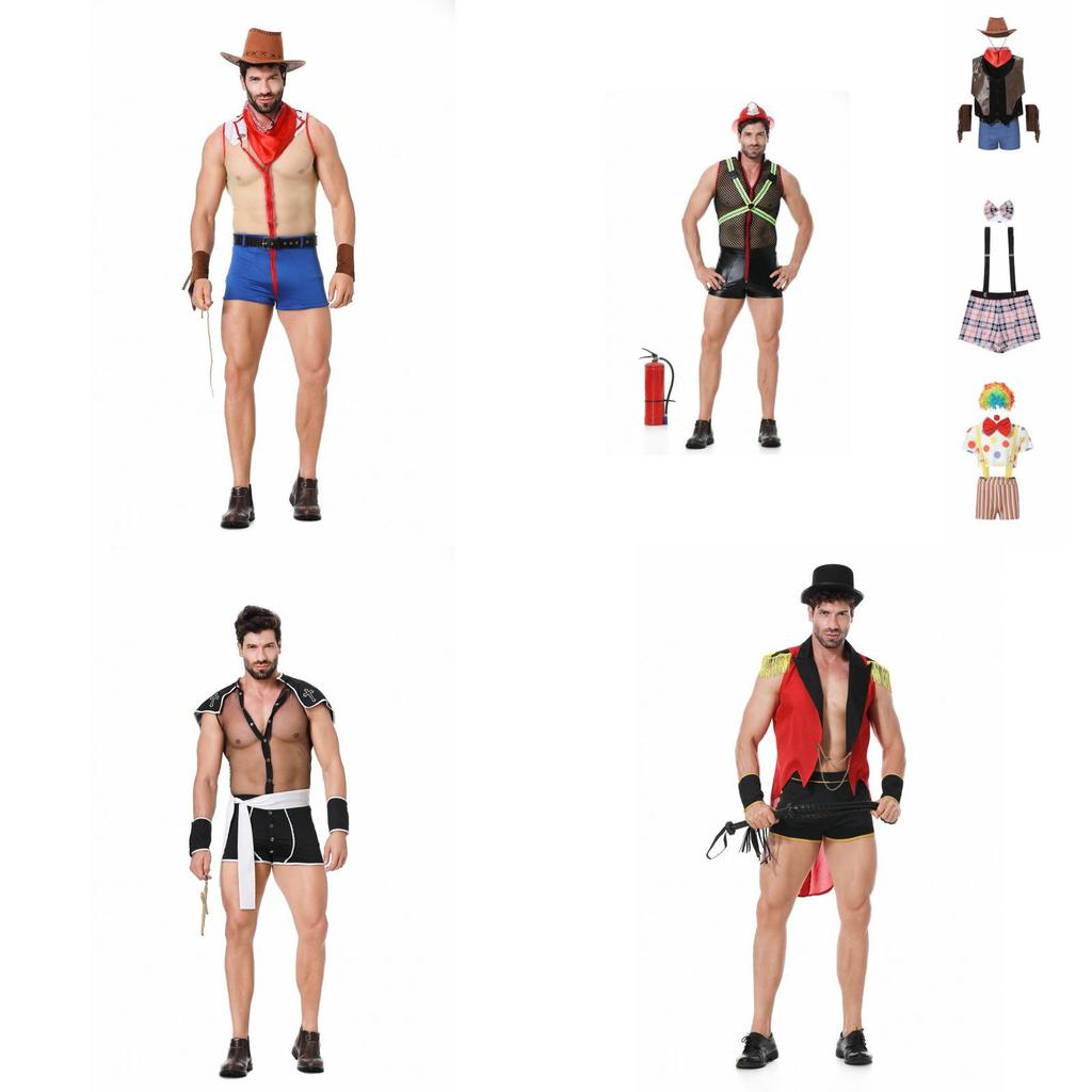 Мужской чувственный костюмный набор из полиэстера для ролевых игр, униформа на тему пожарного