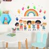 School Season English Slogan Rainbow Handprints Bedroom Living Room Home Background Beautification Decoration Wall Stickers