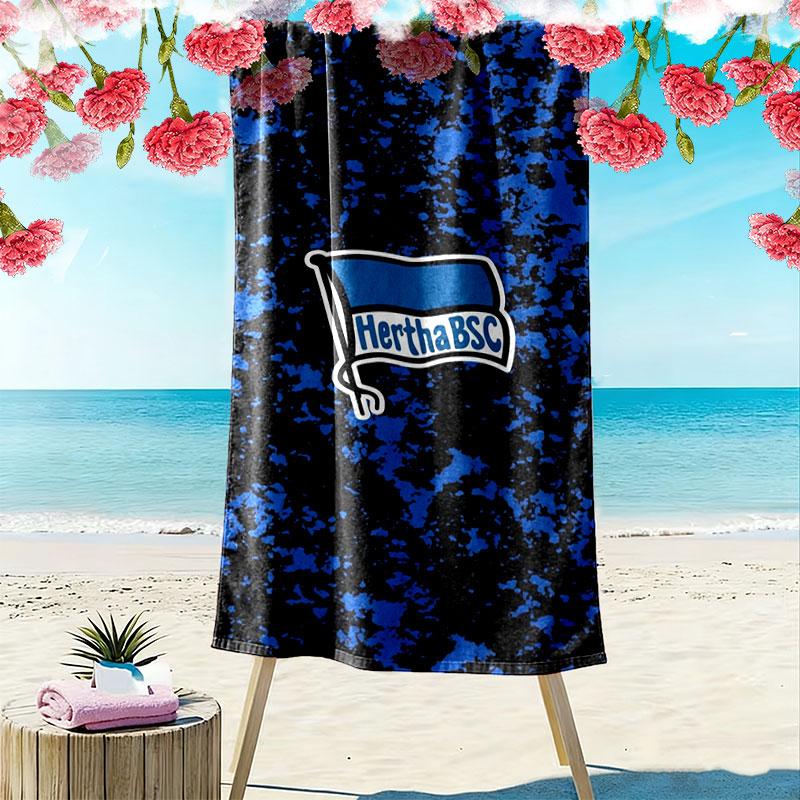 Пляжное полотенце Hertha BSC, Большое, Мягкое, Быстросохнущее, для Пляжа, Кемпинга, Плавания