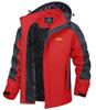 [TACVASEN] Men's Two-tone Cold Weather Jacket, Cycling, Jumper, Beautiful, Winter, Casual Outerwear, Hat, Everyday Wear, Comfortable, Jacket, Red, L