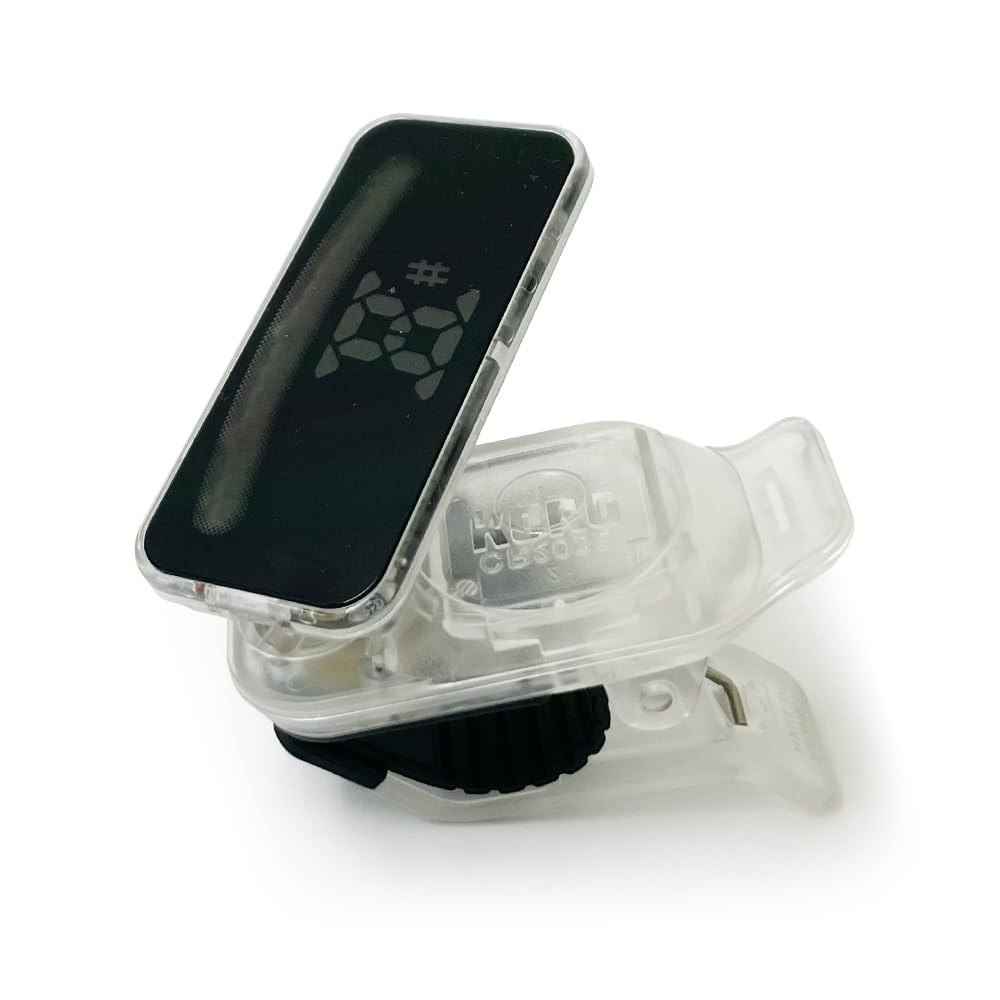 KORG Pitchclip Tuner for Limited Edition Continuous Adjustable Clear CLR 2+ Clip-on Guitar/Bass, Color, 18-Hour Operation, Angle, Left-Handed