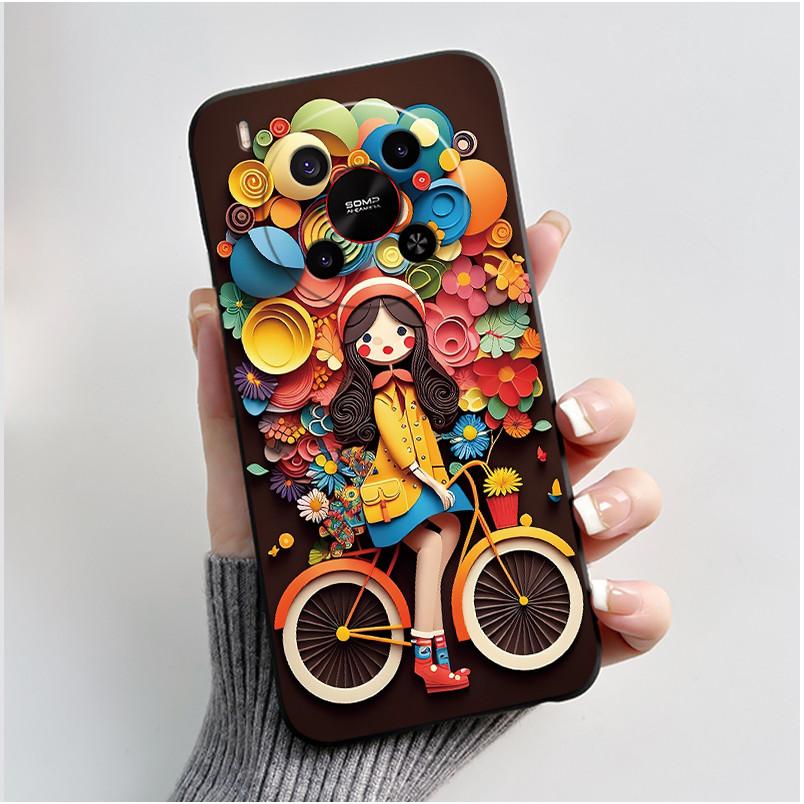 Phone Case For ZTE Blade V70 Max/Nubia V70 Max Soft Silicone Black Case Bright Pattern Pink Sand Beach,Garden Shockproof Shell
