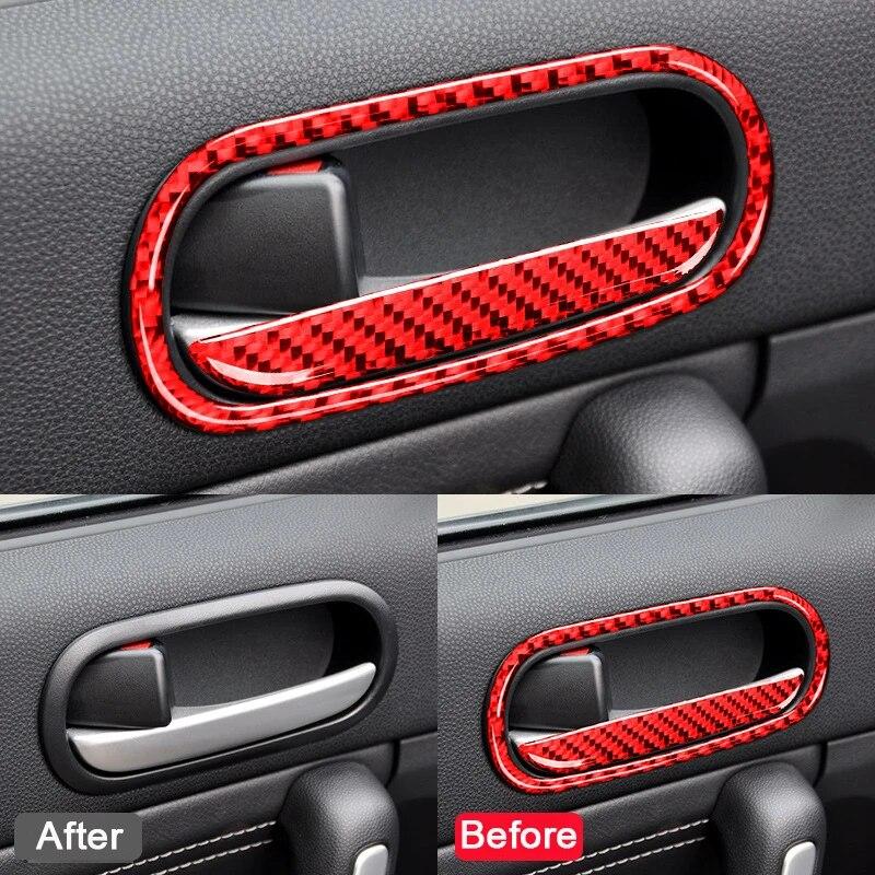 Carbon Fiber For Mazda MX-5 MX5 Miata NC 2009-2015 Car Door Handle Frame Cover Sticker Auto Door Trim Interior Accessories