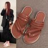 Модные Модные Шлепанцы Повседневные Плоские Сандалии для Женщин Большого Размера Женская Обувь Новый Стиль Плетеный Подъем Эластичная Лента Римские Пляжные Туфли