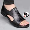 2025 New Men's Beach Shoes Hollow Breathable Non-slip Outer Wear Casual Extra Large Size Men's Leather Sandals Men 801