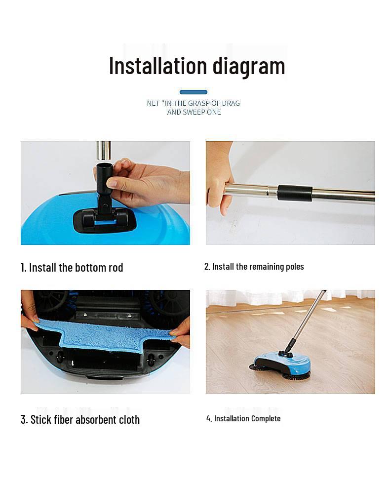 Push Sweeper: Lazy Mop & Vacuum Broom in Red, Blue, Purple