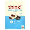 Think!, High Protein Bar, Cookies & Cream, 10 Bars, 60 G (2.1 Oz) Each