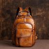 Johnature Retro Men Mini Backpack Genuine Leather Multifunctional Bag First Layer Cowhide Handmade Male Chest Bags