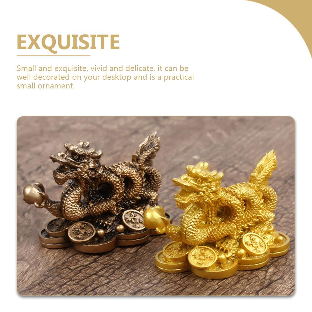 2 шт. украшения деньги дракон статуя офис китайские древние монеты смола искусство