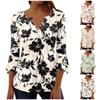 Женская рубашка на пуговицах, топ с цветочным принтом, летняя повседневная блузка с рукавом 3/4 и V-образным вырезом