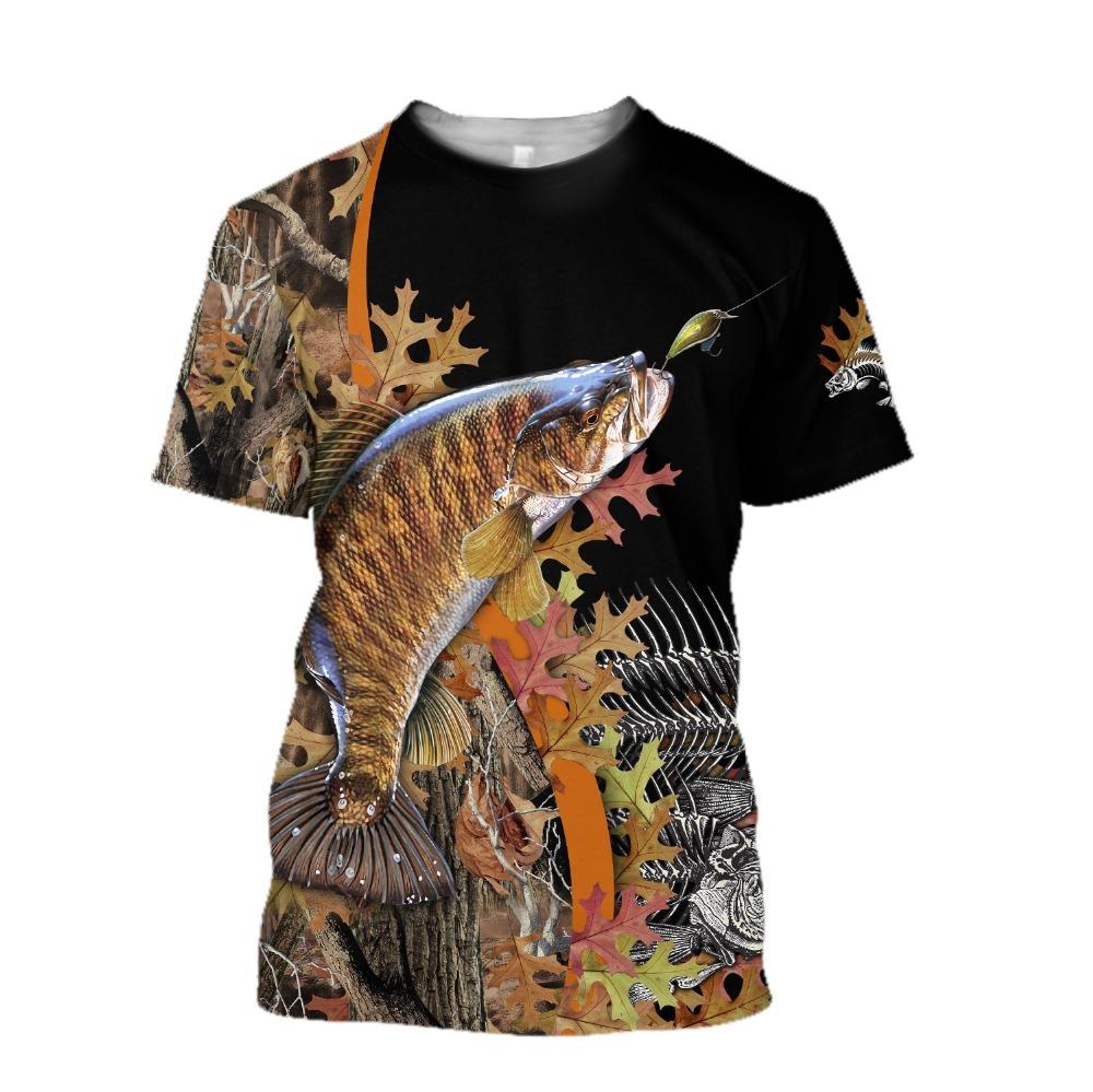 Men's Summer T-shirt Brook Trout Fishing 3D Printed Harajuku Casual Short Sleeve T-shirt Unisex Neutral Outdoor Quick Drying Top