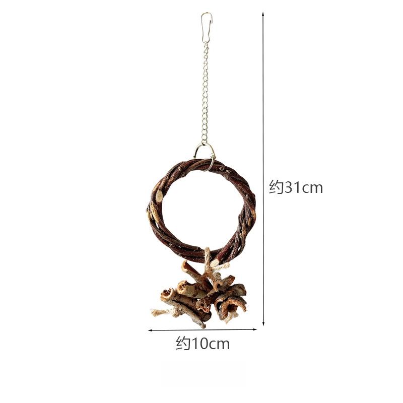 Parrot Swing Ring Perch Apple Branch Chew Toys Hanging Bird Cage Accessories Set Cockatiel Lovebird Budgie Small Parakeets