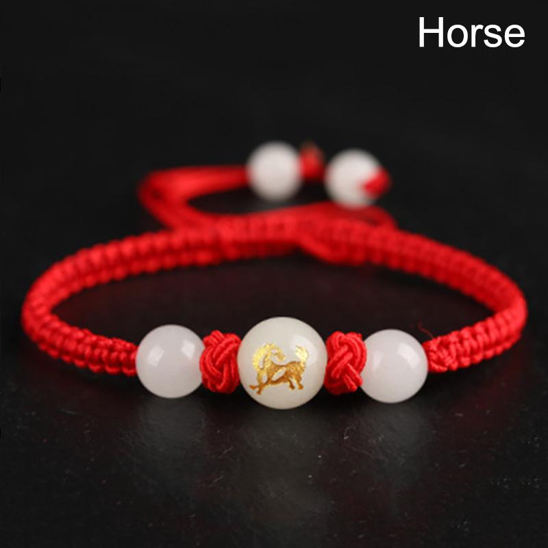 1PC Wristband Red Rope Zodiac Signs Luminous Stone Braided Bracelets Handmade Lucky Unisex