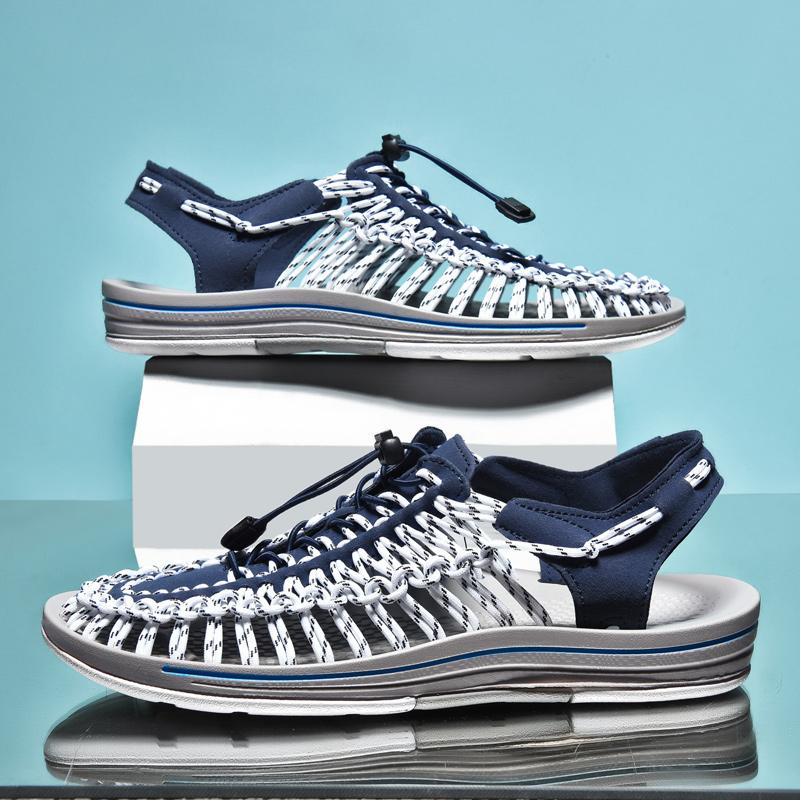 Summer Men's and Women's Beach Sandals Soft Soled Shoes Woven Casual Slippers 38-47