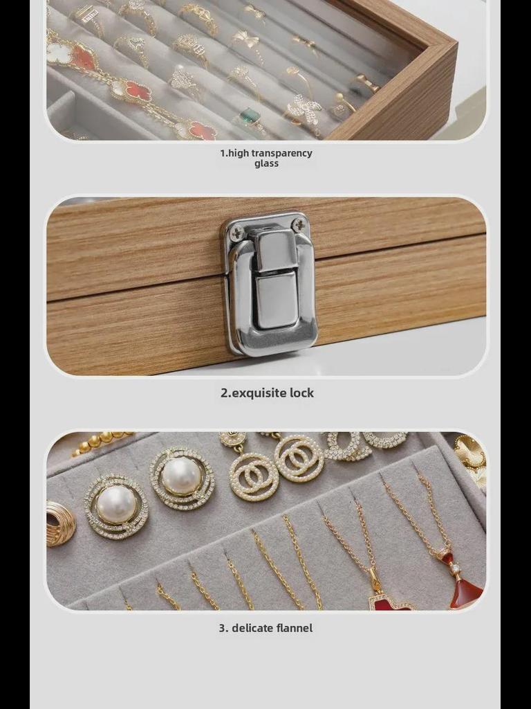 Transparent Dustproof Velvet Jewelry Box for Earrings, Bracelets, and Necklaces