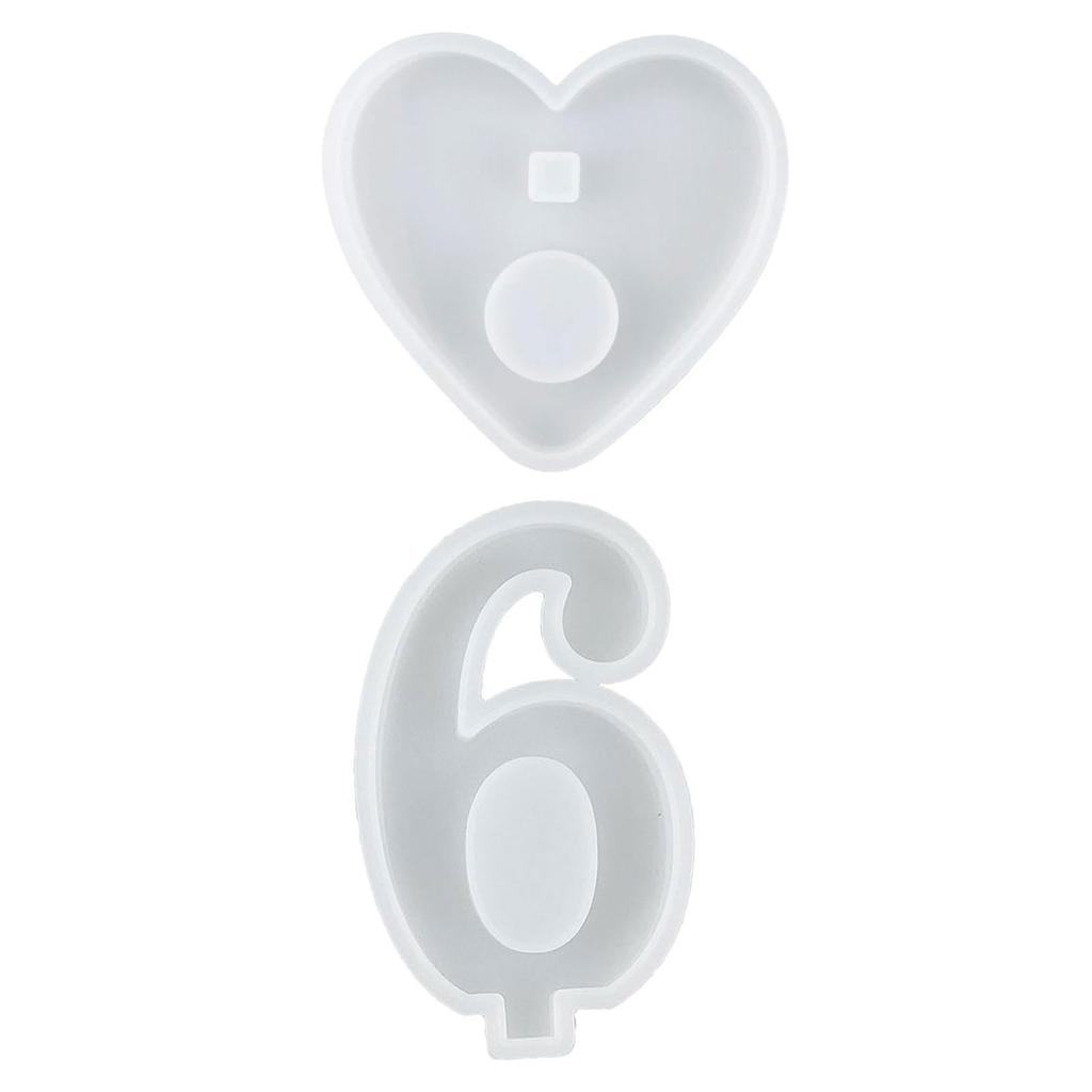 1-10 Numbers Shape DIY Silicone Mold 3D Handmade Candle Holder with Heart Base Gypsum Resin Mold Craft Candlestick Mould