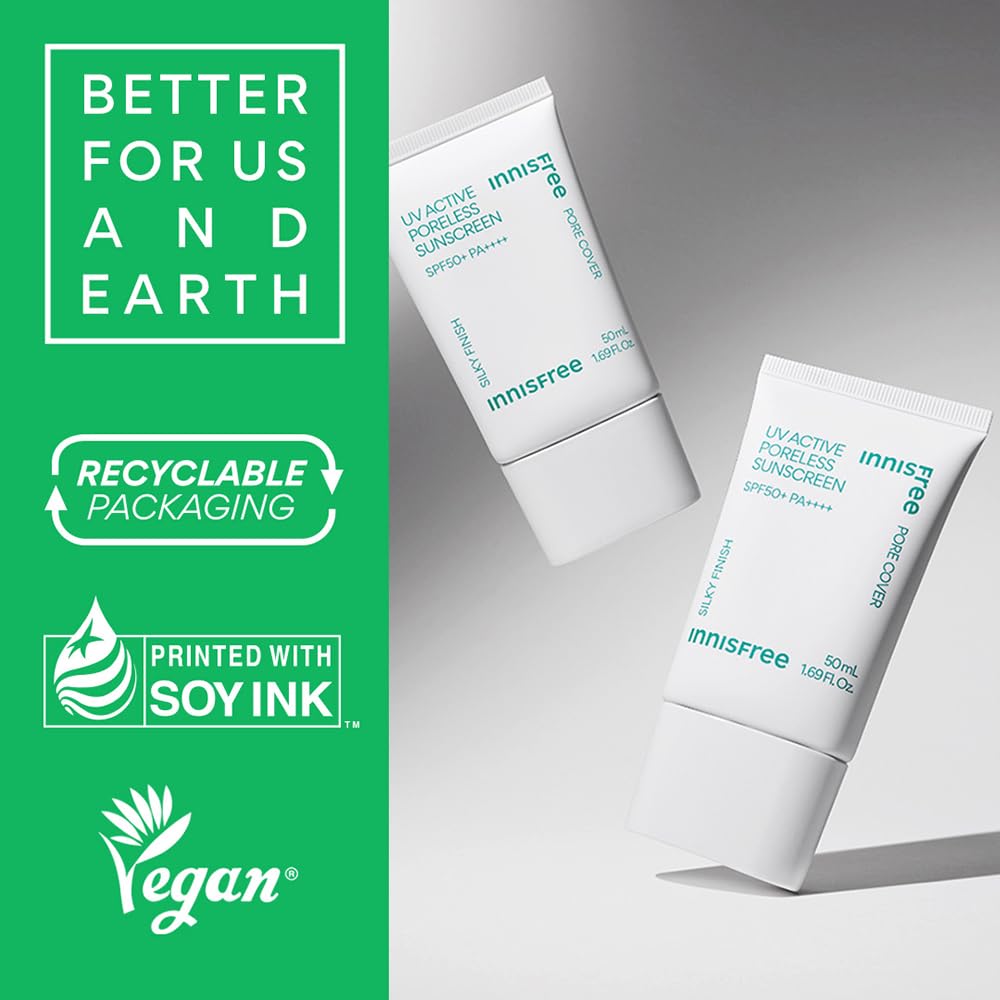 Innisfree UV Active Poreless Солнцезащитный крем 50 мл Улучшает улучшает и скрывает поры и SPF50+ / PA++++ [База под макияж/Солнцезащитный крем] цвет лица, сияние,
