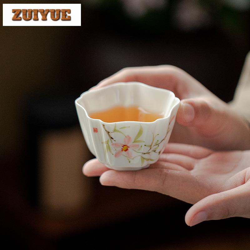 2pc/lot Hand-painted Flowers And Bamboo Teacup Japanese Tea Bowl Jug Tea-tasting Smelling Cup Jianzhan Master Cups Supplies 60ml