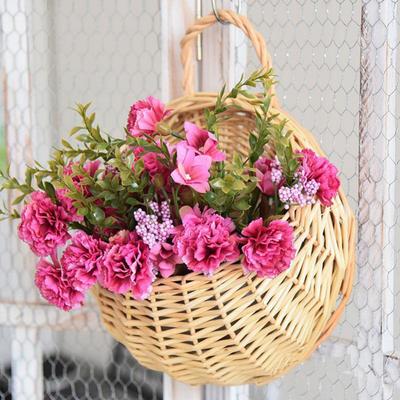 Настенная корзина из ротанга, подвесная корзина для цветов, плетеный цветочный горшок ручной работы, домашний декор для сада, плетеные корзины из ротанга