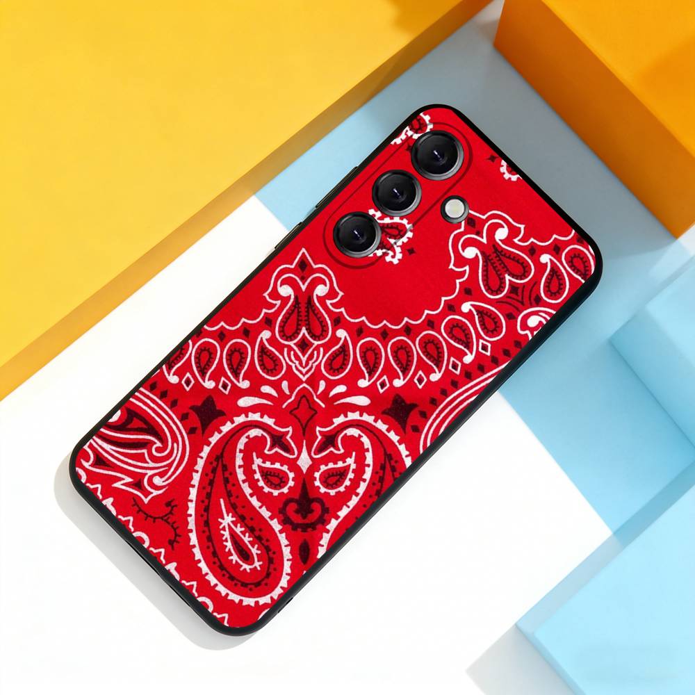 Крутой чехол для телефона с узором бандана для Samsung Galaxy A 73,72,51,53,52,71,22,5G,Note,J7,8,9 Мягкая черная крышка