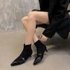 Fashion Fashion Elastic Ladies Short Booties Slip On Shoes Designer Footwear Pointed Toe Women Ankle Modern Boots Medium Heels Shoes2024