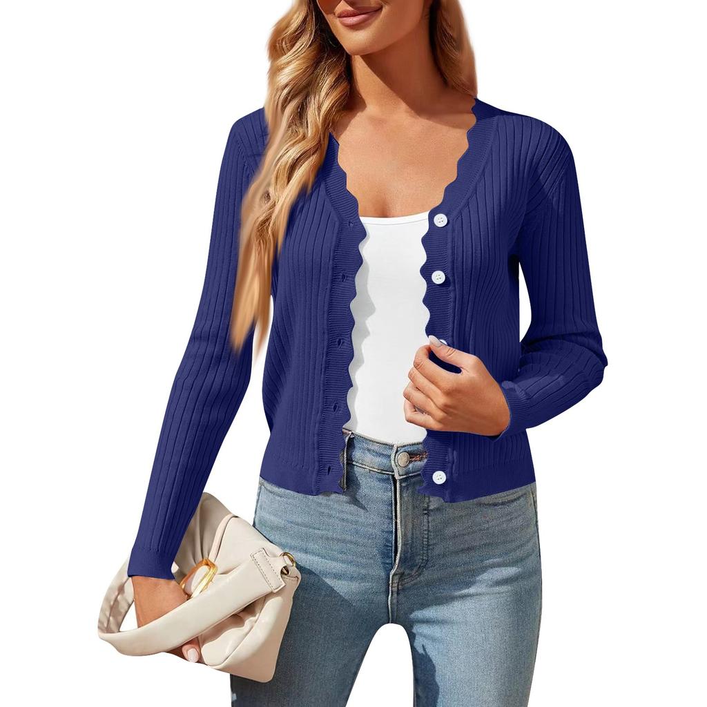 Женская мода V-образный вырез длинный рукав короткий женский вязаный кардиган свитер пальто