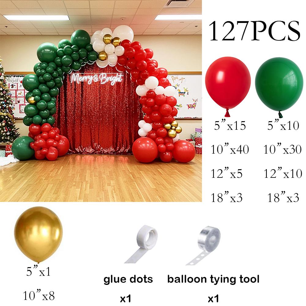Christmas Green Red Balloons Garland Metal Gold Balloon Arch Kit Xmas Home Party Christmas Festival Background Decoration Globos