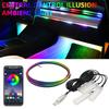 Car LED Ambient Light USB 64 Colors Acrylic Strips 110cm Full Colors RGB Car Interior Hidden App Remote Control Atmosphere Lamp