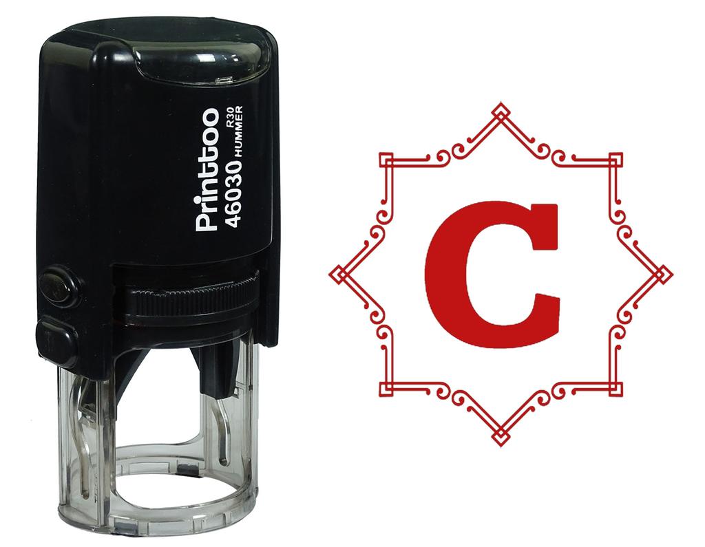 Printtoo Octagon Celtic Swirl Frame Alphabet C Monogram Self Inking Rubber Stamp Office