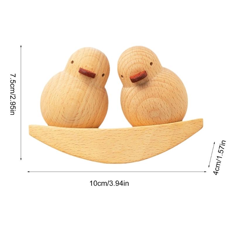 Funny Duck Gift Mini Duck Desktops Decorations 2Pcs Wood Ornament Set Couple Small Statue Decorations