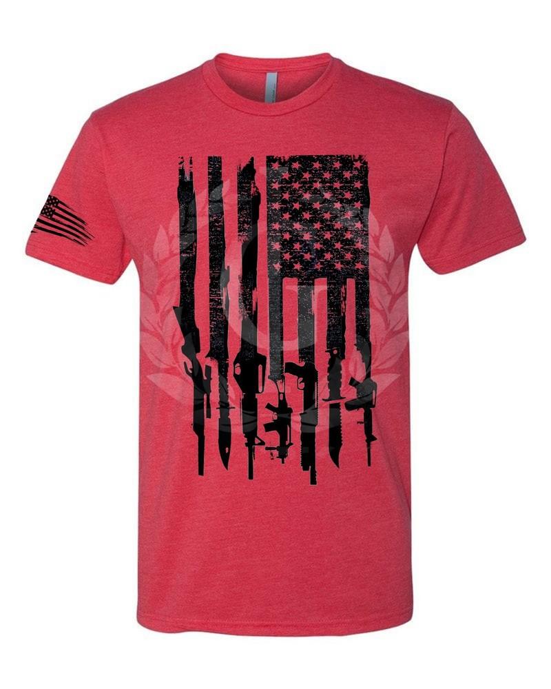 Iron Gods Gun Flag Workout T-Shirt, US Flag Shirt, Military Shirt, Gym Shirt
