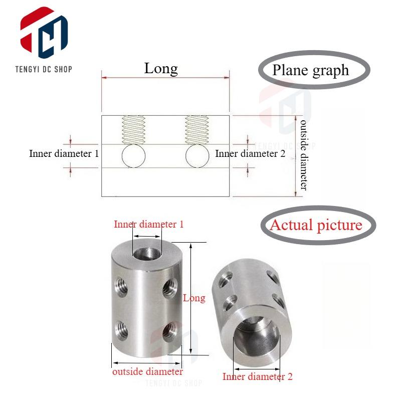 D25L30 10mm/11mm/12mm/12.7mm/13mm/14mm/15mm Stainless Steel Coupling Transmission Adapter Connector Double-hole Rigid Coupling