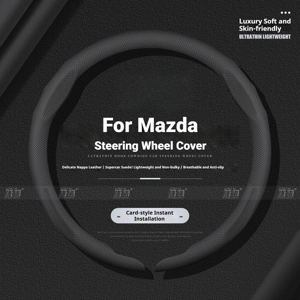 Car Snap-on Leathe Steering Wheel Cover for Mazda 3 5 6 Axela Atenza CX30 CX5 CX8 CX9 MX5 RX8 RX7 BT50 SKYACTIV Auto Accessories