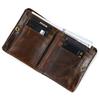 Leather Fashion Men's Small Wallet Classics Bifold Zipper Change Purses Multi-pocket Crazy Horse
