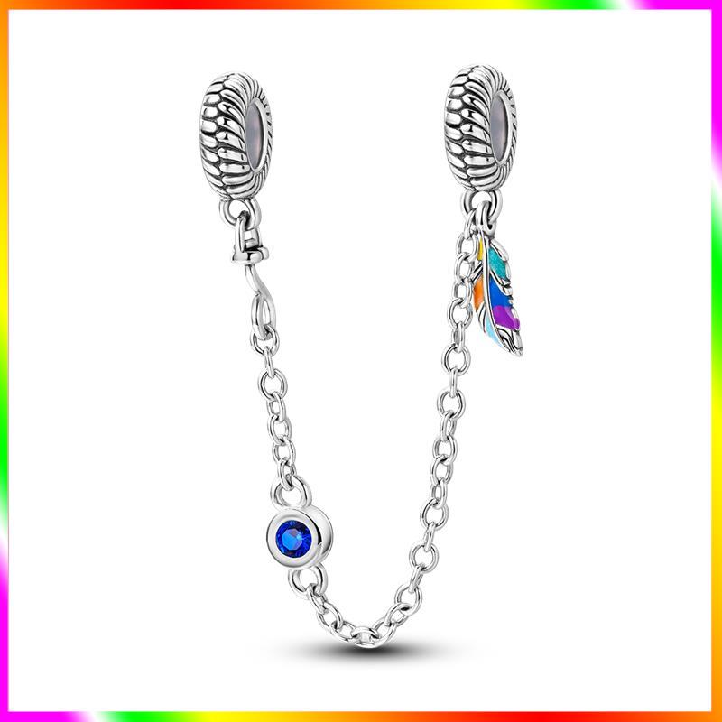 Новинка Шарм-бусина с цепочкой безопасности Звезда Луна Демонический глаз Подходит для оригинального браслета-шарма из стерлингового серебра 925 пробы Женские изысканные украшения