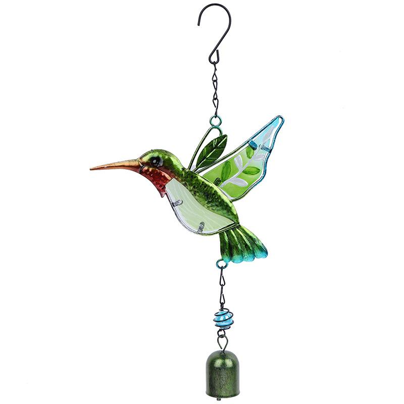 Колибри в виде колокольчика из металла, стекла, окрашенного в технике ремесла, подвесной колокольчик, птица-стрекоза, алюминиевая труба, подвесной кулон для внутреннего двора дома