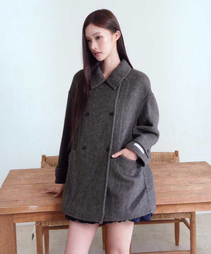THE GREEN LAB Double Half Coat [Khaki Brown]