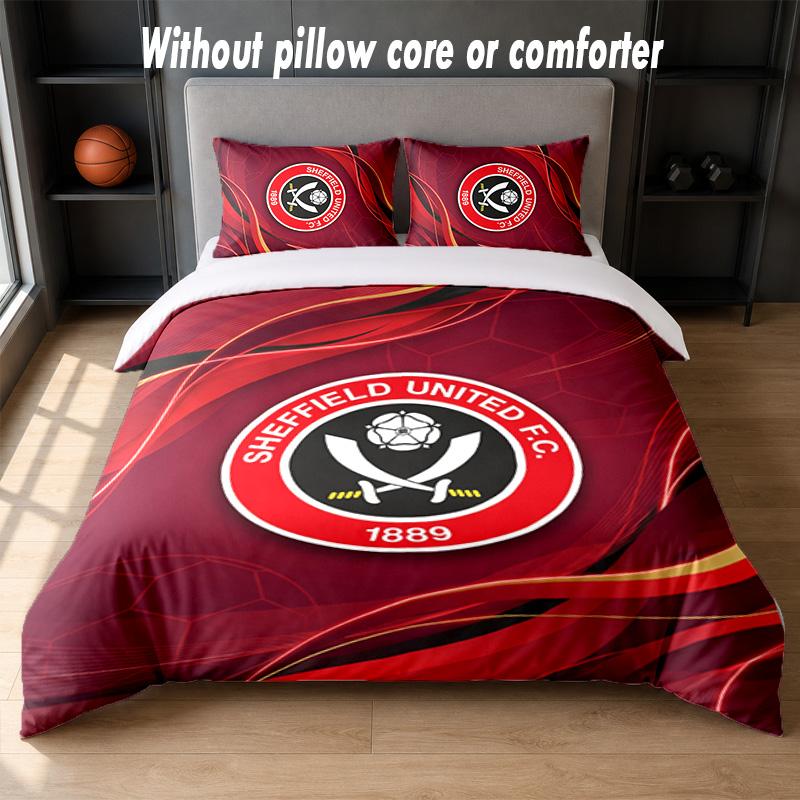 Футбольный дизайн Sheffield United Комплект постельного белья 1 пододеяльник + 2 наволочки Мягкое дышащее домашнее постельное белье