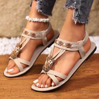 Новые модные сандалии на плоской подошве большого размера с круглым носком и шлепанцами, повседневная пляжная обувь