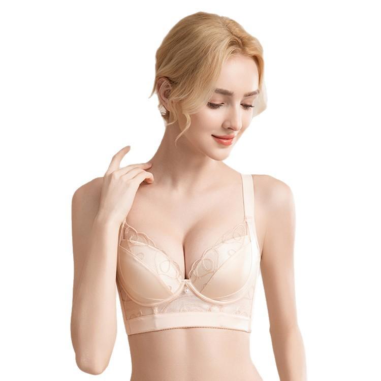 New soft steel ring, thin cup underwear, women's small breasts gathered, sub-breasts, anti-sagging lace, sexy bra cover