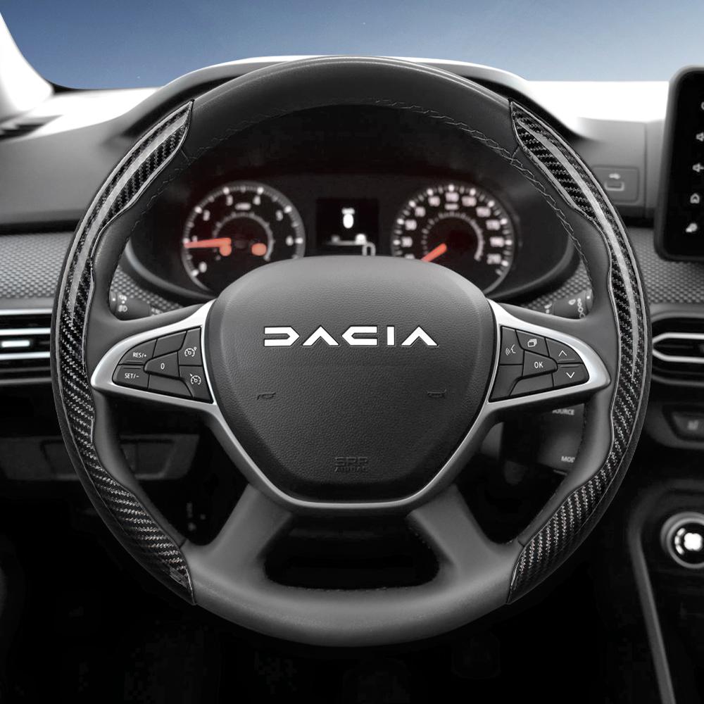 vcxja9 Suitable for Dacia Carbon Fiber Texture Steering Wheel Cover with Segmented Quick-Release Design, Durable, Compatible with Models Such as