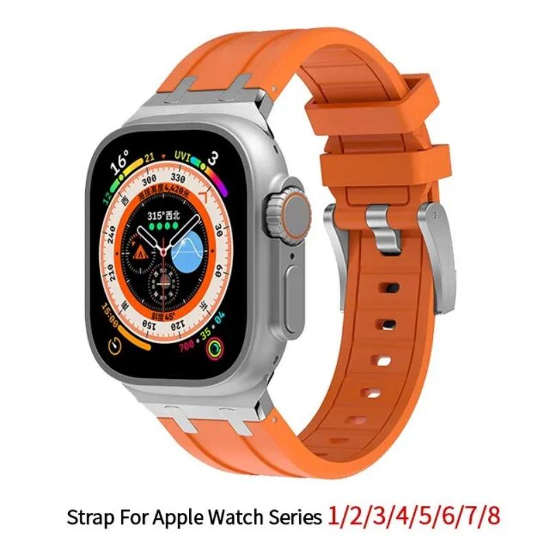 Резиновый ремешок для Apple Watch Band 49 мм, 45 мм, 41 мм, 44 мм, 40 мм, силиконовый спортивный браслет Correa IWatch Series 9, 8 Ultra 7, 6, ремешок для часов