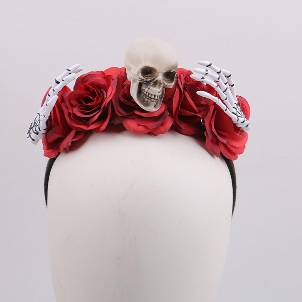 Skull Branch Hair Hoop Rose Flower Halloween Flower Crown Gifts Halloween Headband Ghost Festival