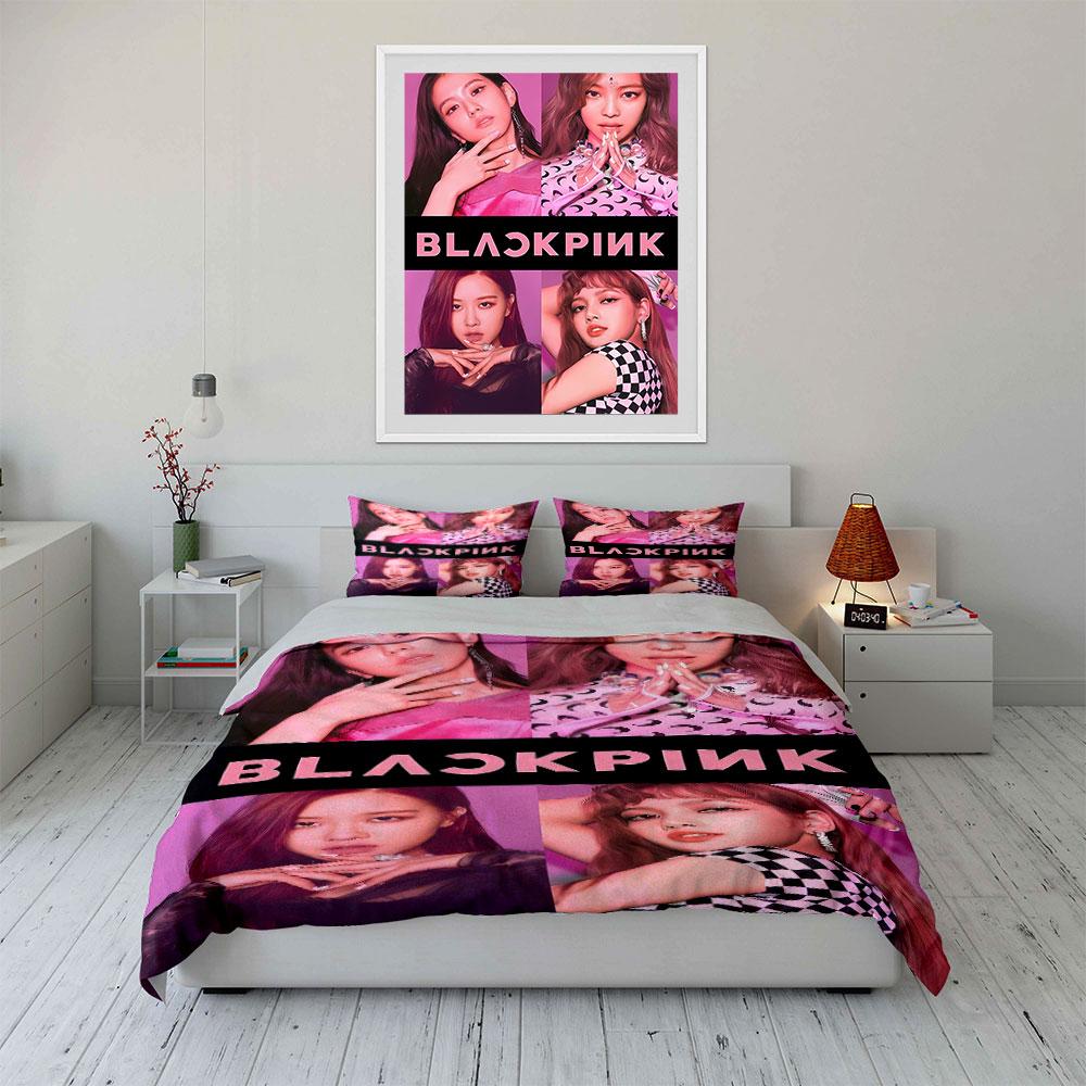 Portraits and "BLACKPINK" logo. Bedding sets Duvet cover sets Duvet covers Pillowcases(1*Duvet Cover 2*Pillowcases without duvet insert)