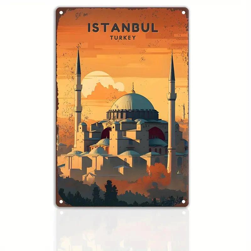 HD Tin Sign Vintage World Travel City Wall Decor Retro Rome Paris Dubai Miami Travel Poster Art Metal Tin Sign for Travel Love