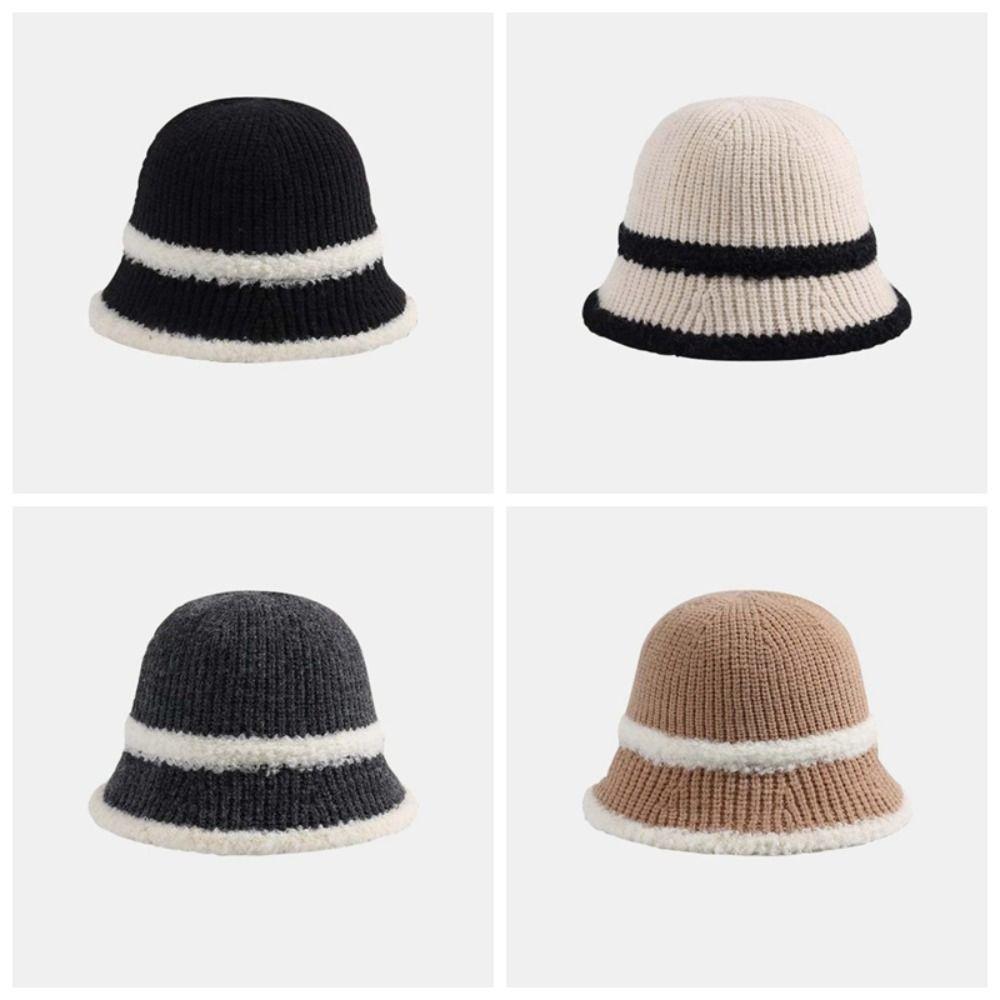 Breathable Knitted Bucket Hat Temperament Sun Protection Cap Visor Cap Sunshade Basin Cap  Women