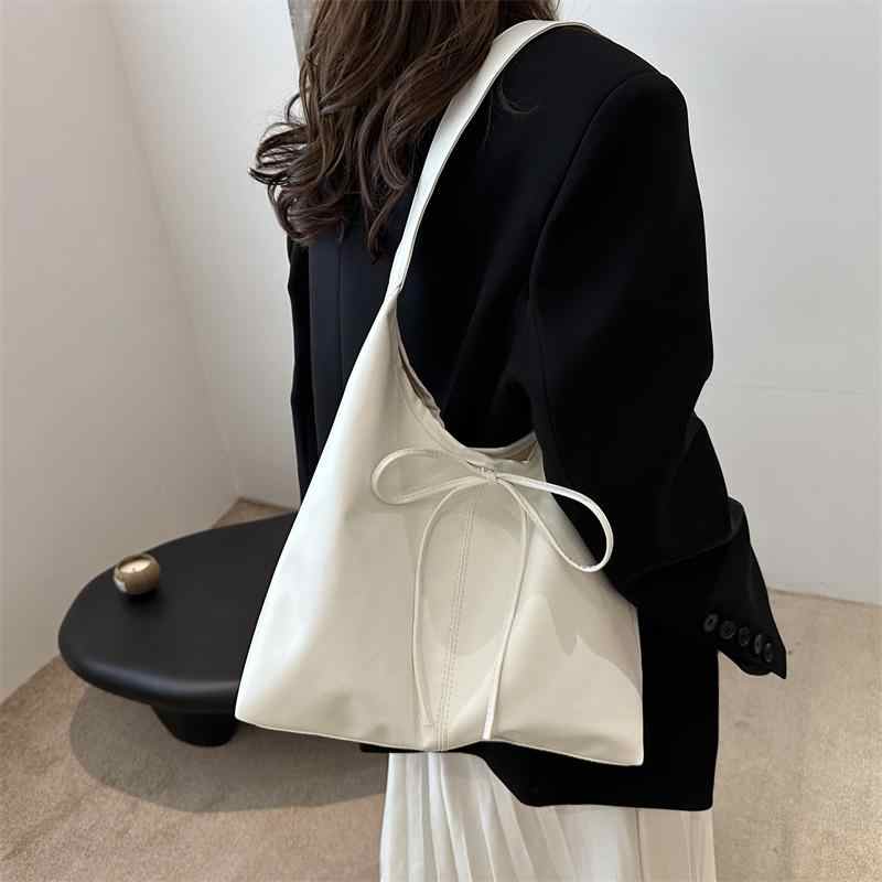 Женская сумка через плечо большой вместимости, осенне-зимняя, ретро, универсальная, с бантом, из искусственной кожи, для шопинга и поездок на работу