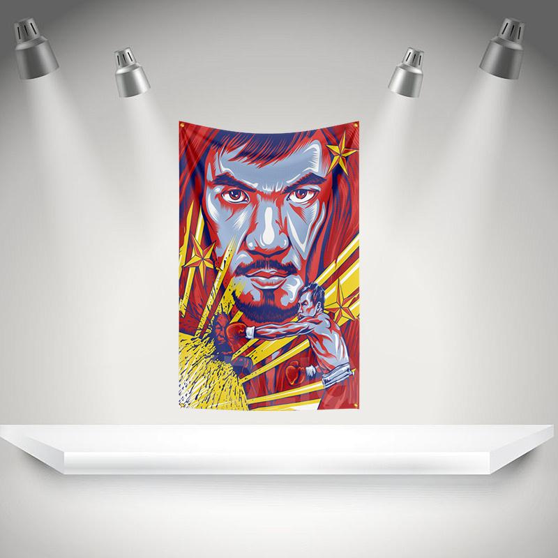Mmanny Pacquiaos Flag Boxer Banner 3x5ft With Brass Grommets Hd Printing Tapestry Exhibition Boxer Sports Fans Garage Decor