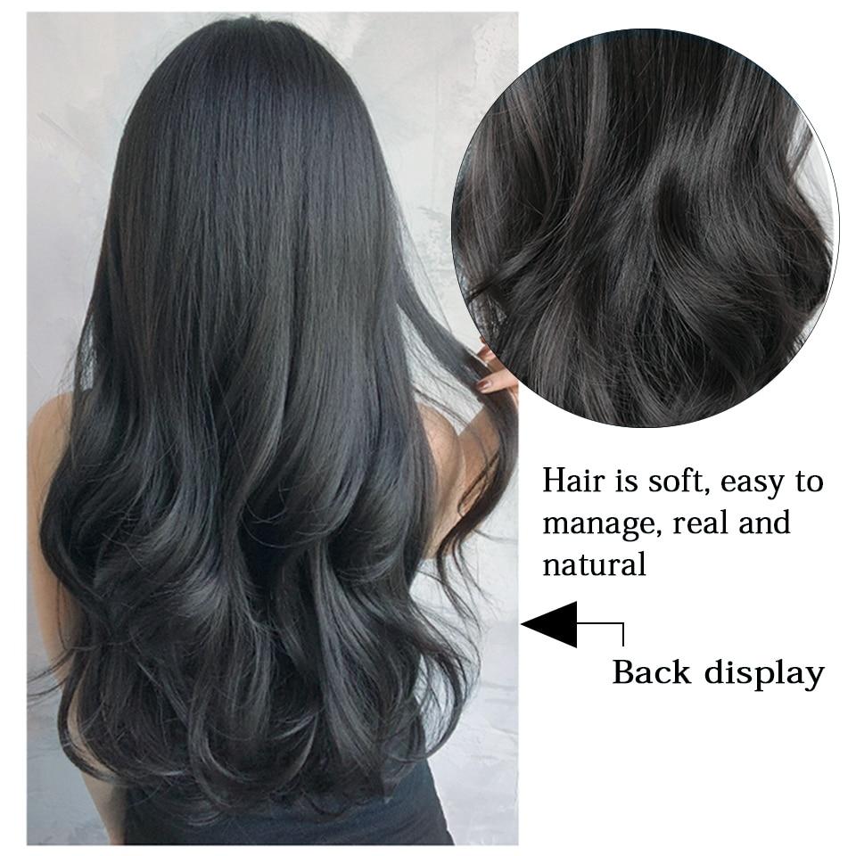 Длинный вьющийся синтетический парик с челкой по центру, темно-коричневый парик из натуральных вьющихся волос, женский парик для косплея, парик из термостойкого волокна
