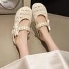 Half-bag Head Slippers Women's Summer Outer Wear New Fashion Niche Hollow Pearl Comfortable Outer Wear Cool Slippers